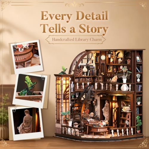Bacchus Book Loft, DIY Book Nook Kit with LED Light Miniature House Insert - Image 6