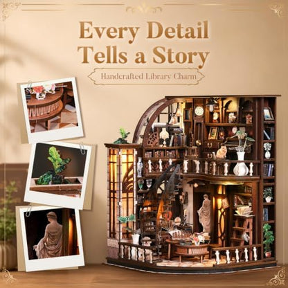 Bacchus Book Loft, DIY Book Nook Kit with LED Light Miniature House Insert - Image 6