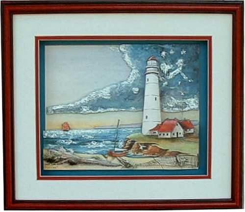 DSC ART Lighthouse on the Bay - Paper Tole 3D Decoupage Craft Kit Size 8x10 inches K96030 (The Additional Pictures Show Examples of This Craft Kit Assembled and Framed in a Shadow Box Frame) - Image 2