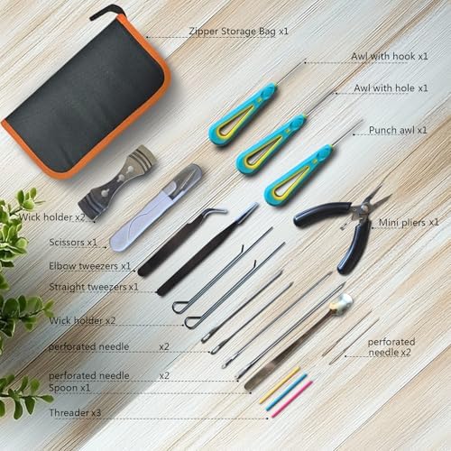 Candle Making Kit for Adults Beginners with Storage Bag, Candle Making Supplies Used for Punching and Inserting Candle Mold Wicks, Candle Making Tools Including Punching Needle with Hook and Large Eye - Image 3