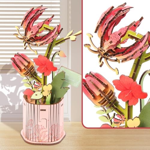 Insgen 3D Wooden Flower Puzzle for Adults, DIY Wooden Bouquet Building Sets - Image 5