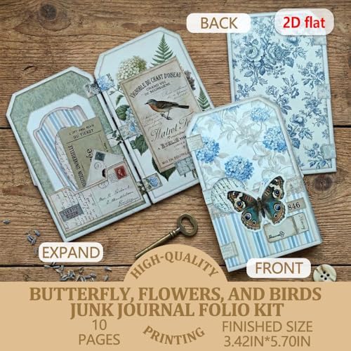 XINPOCUT Blush&Bloom Junk Journal Kit Mini Project,Folio Booklet Craft Kit, Junk Journal Kit, Scrapbooking Supplies, Journaling Decor, Mini Folio Writer Folder Project, Arts & Crafts Gifts - Image 2