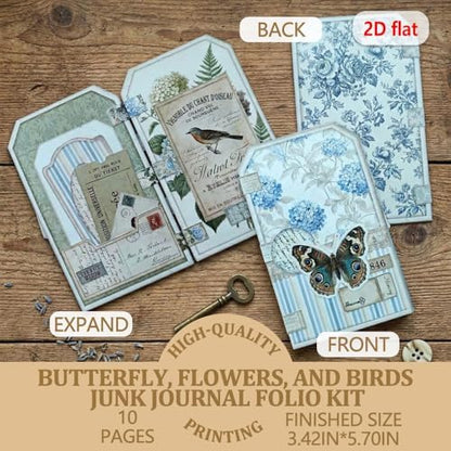 XINPOCUT Blush&Bloom Junk Journal Kit Mini Project,Folio Booklet Craft Kit, Junk Journal Kit, Scrapbooking Supplies, Journaling Decor, Mini Folio Writer Folder Project, Arts & Crafts Gifts - Image 2
