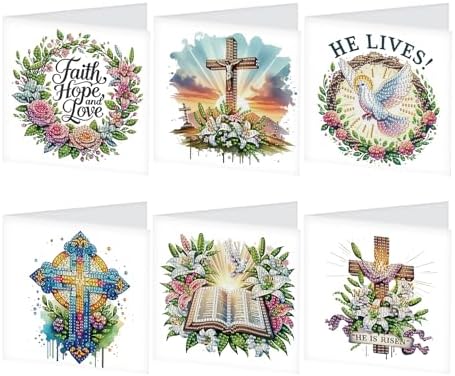 JISHSHAY 6 PCS Crucifix Diamond Painting Greeting Cards Jesus Diamond Art Birthday Cards with Envelopes Gem Art Mosaic Kits for Adults, for Anniversary Valentine Thank You Graduation All-Occasion by Unknown