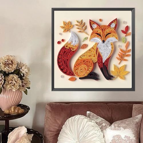 C'eitura Special Shape Fox Diamond Art Painting Kit, Partial Drill Quilling Art with Resin Rhinestones, 11.8x11.8 Inch 5D DIY Animal Series for Home Wall Decor, Unique Gift for Adults - Image 7