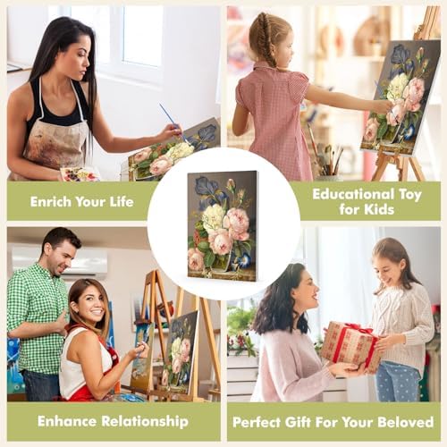 Bowetile Framed Paint by Numbers Kit for Adults Beginner, Flowers Adults' Paint-by-Number Kits on Canvas, Easy Acrylic Number Painting Kits for Home Wall Decor Gifts, 8x12in - Image 5