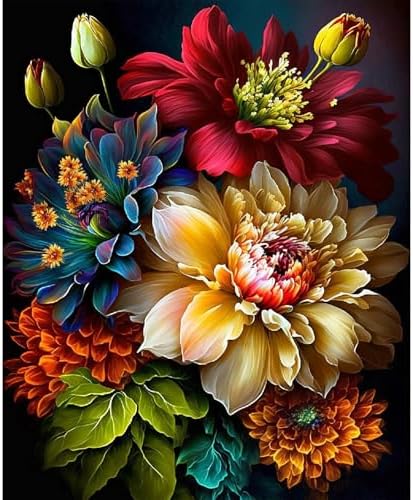 JATOK Paint by Numbers Kit for Adults, Floral Bouquet, 16 x 20 in by JATOK