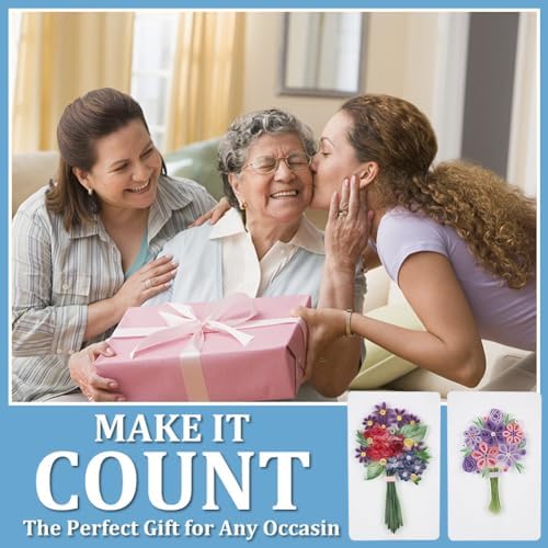 WEBEEDY Paper Quilling Kit 20 Sets Flower Card Quilling Kit with Paper Quilling Strips Tools Paper Quilling Set DIY Handmade Arts Crafts Christmas Valentine's Day Birthday Gifts - Image 7