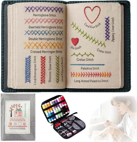 2026 New Upgraded Embroidery Stitch Book Kit,86 PCS Beginner Embroidery Kit, 106 Patterns with Tools & Tutorials, Portable All-in-One Hand Embroidery Book for Adults & DIY Craft Lovers(1 Set) by Unknown