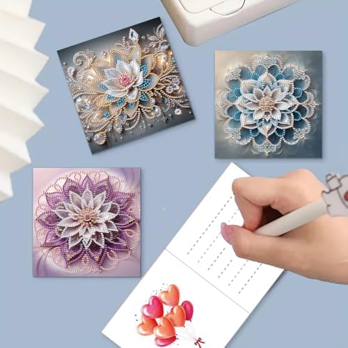 MaiYiYi 6 Pack DIY Lotus Flower Diamond Painting Greeting Cards Kit - Image 3