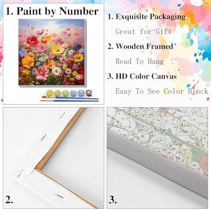 Artykapby Paint by Numbers Kit for Adults with Frame Flower 10x10 inch ﻿ - Image 5
