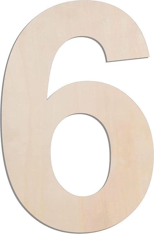 MGTECH 12 Inch Large Wooden Number 6, 1/4 in Thick Big Wood Number for Crafts and Wall Decor