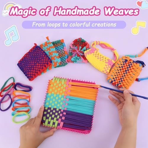216 PCS Loom Loops Refill for Weaving Loom Kit Toys, Elastic Potholder Loom Loops DIY Arts and Crafts Supplies Set for Kids Beginners Christmas Birthday Gifts for Girls 5 6 7 8-12 13 Year Old - Image 4