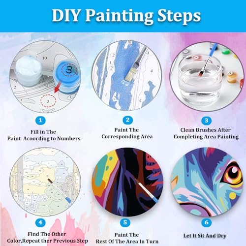 Artunion Framed Paint by Numbers Kit for Adults Beginners & Kids Ages 8-12,Colorful Pitbull Dog Paint by Number with Frame,Dog Animal Paint by Numbers Kit on Canvas 10 * 10 Inch Without Easel - Image 6