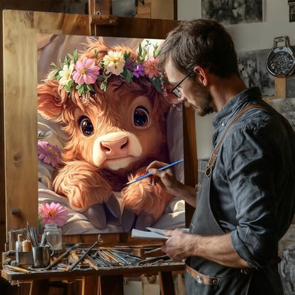 Reivworl Cow Paint by Numbers Kit for Adults Beginners, Highland Cow Paint by Numbers, Adult Paint by Number Kits for Gifts and Wall Decor 16x20 Inch - Image 3