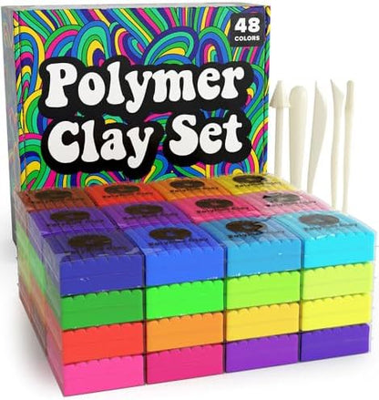 HIPPIE CRAFTER Polymer Clay Kit, 48 Colors Oven Bake Clay, 5 Sculpting Tool by HippieCrafter
