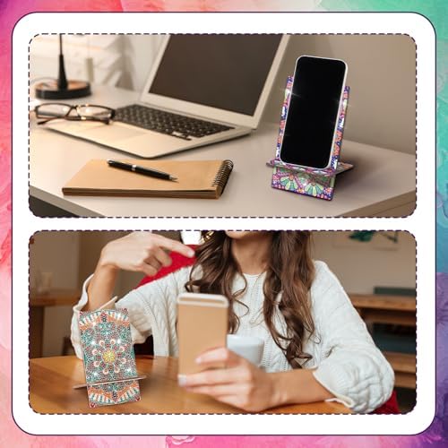 Saillong 4 Pcs Mandala Diamond Art Phone Holder 5.5 Inch DIY Full Drill - Image 5