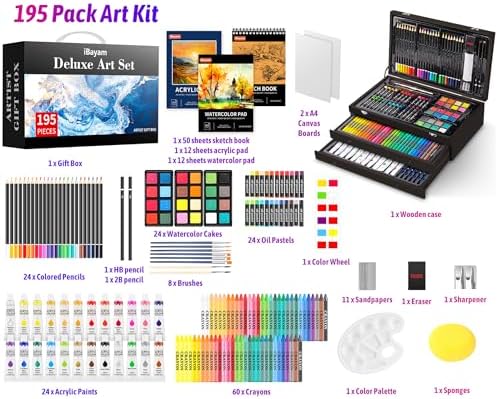 iBayam Art Set,195-Pack Arts and Crafts for Kids Ages 8-12, Deluxe Gift Box - Image 2
