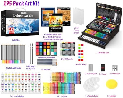 iBayam Art Set,195-Pack Arts and Crafts for Kids Ages 8-12, Deluxe Gift Box - Image 2