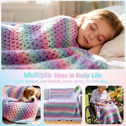 Aeelike Crochet Blanket Kit for Beginner, Easy Blanket Crochet Kits, Purple - Image 6