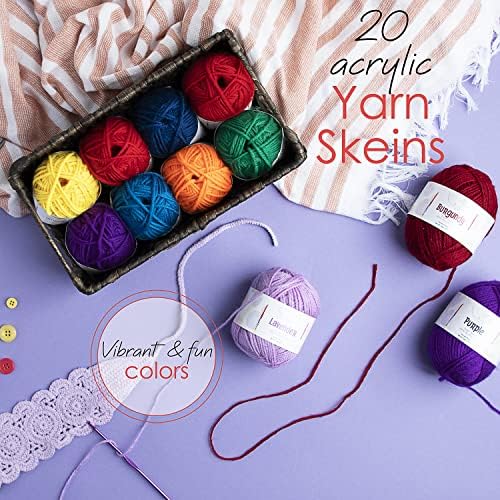 Hearth & Harbor Crochet Kit with 1100 Yards Assorted Yarn Kit, Ergonomic Hooks, Crocheting Instruction, Knitting & Crochet Supplies - Beginner Crochet Kits for Adults, Ideal for Amigurumi - Image 6