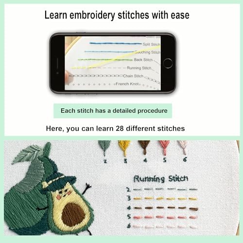 Myfelicity 3 Embroidery kit for Beginners, Beginner Embroidery Kit for Adults. Starter Kits to Learn 28 Different Stitches, Including Fabric with Prints, Threads, Needles, Hoop and Video tutorials… - Image 3