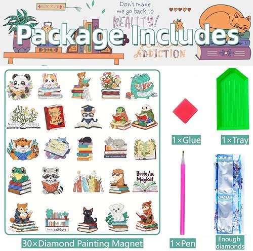 30 Pcs Book Diamond Painting Magnets Kits Diamond Art Fridge Magnet Refrigerator Sticker Diamond Painting kit for Beginners Adults DIY Art Craft Gifts Home Decors - Image 2