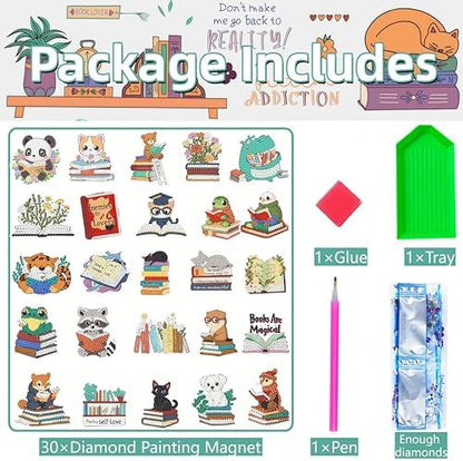 30 Pcs Book Diamond Painting Magnets Kits Diamond Art Fridge Magnet Refrigerator Sticker Diamond Painting kit for Beginners Adults DIY Art Craft Gifts Home Decors - Image 2