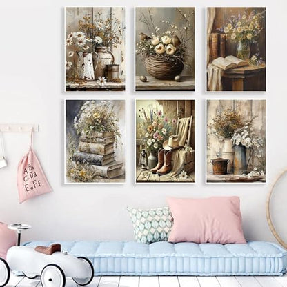 AOSGEDY 6 Pack Paint by Numbers Kit for Adults Beginner, Vintage Flower Adult Paint by Number Kits on Canvas, Flowers DIY Acrylic Oil Painting by Numbers Kits, Perfect for Home Decor 10 X 14 Inch - Image 3