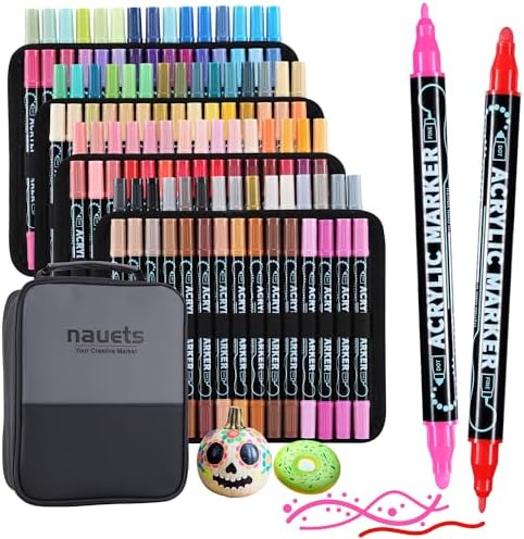 120 Colors Precision Dual Tip Acrylic Paint Markers Pens - Dot & Fine by nauets