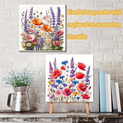 TCDZMYGS 2 Pack Flowers Paint by Numbers Kit for Adults Beginner,Easy Paint by Number Kits Without Frame,DIY Acrylic Oil Painting by Numbers for Home Wall Decor 12 x 12 inch - Image 4