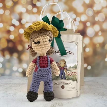 Hearth & Harbor Amigurumi Crochet Kit for Beginners, Learn to Crochet Kits for Adults Beginner with Easy Yarn, Stuffed Crochet Animal Kit with Step-by-Step Video Tutorials – Dottie the Farmer - Image 6