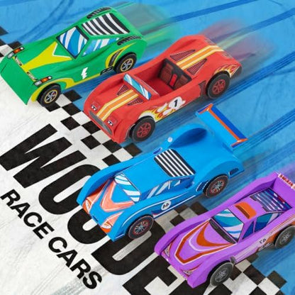 Klever Kits 4 DIY Wooden Race Cars-Build & Paint Your Own Wood Craft Kit, 4 Race Cars Toy, Easy to Assemble Arts Crafts Kit, Birthday Party Presents for Kids Boys and Girls - Image 6