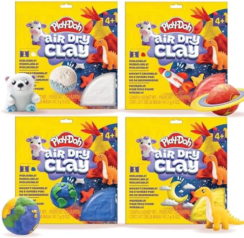Play-Doh Air Dry Clay Bundle, 4 Squishy Air-Dry Clays in 4 Colors, Arts and Crafts Supplies, Modeling Clay, Fun Activities, Sculpting and Pottery for Kids by Unknown