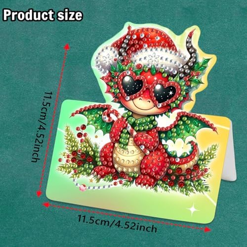 DIY Diamond Art Painting Greeting Card Creative Holiday Blessing 3D Folding Set Stationery Ornament Present Handmade-Christmas Pterosaur - Image 2