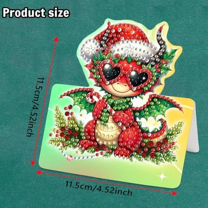DIY Diamond Art Painting Greeting Card Creative Holiday Blessing 3D Folding Set Stationery Ornament Present Handmade-Christmas Pterosaur - Image 2