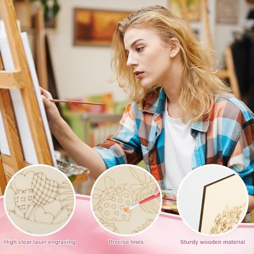 COCHIE 10 Pieces Large Valentine's Day Unfinished Wood Crafts to Paint for Adults, Bulk Predrilled Wooden Ornaments for Painting, Heart Pattern Paintable Wood Slices Craft Supplies with Ropes - Image 3