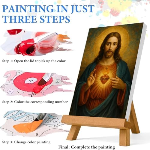 Jesus Paint by Numbers Kit for Adults Framed Canvas 12X16 in, Frameworkless - Image 6