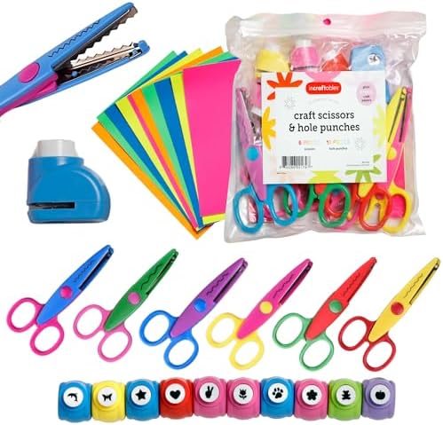 Craft Scissors Set – 26 Pcs, Paper Hole Punch & Decorative Cutting Edges by Incraftables