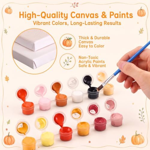 YooNotee 6 Pack Ghost Paint by Numbers Kit 8 x 8 Inch Canvas - Image 3