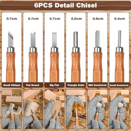 39 Pcs DIY Wood Carving Kit, 9 Basswood Blocks Carving Knives Storage Bag - Image 6