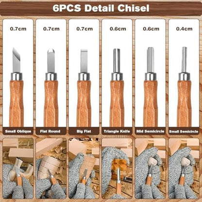 39 Pcs DIY Wood Carving Kit, 9 Basswood Blocks Carving Knives Storage Bag - Image 6