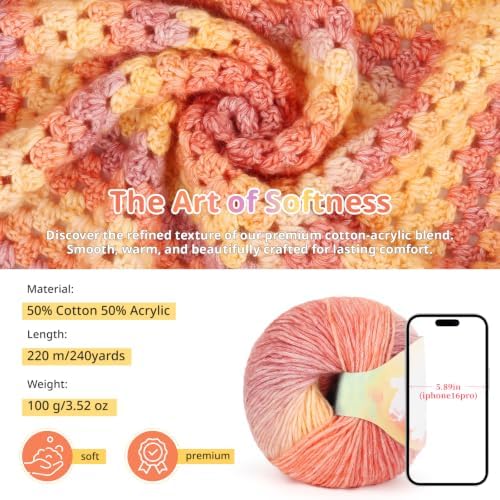 Coopay Crochet Kit for Beginners Adults, Gradient Granny Square Blanket Kit - Image 3
