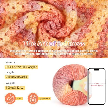 Coopay Crochet Kit for Beginners Adults, Gradient Granny Square Blanket Kit - Image 3
