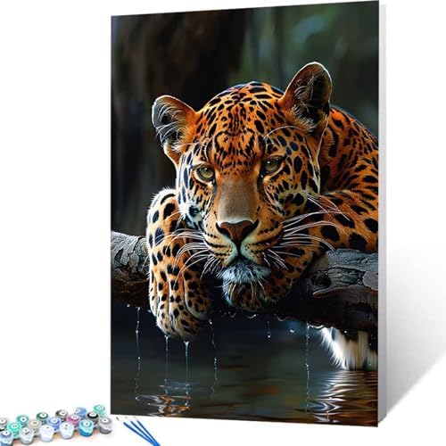 Animal Paint by Numbers Kit for Adults Leopard Paint by Numbers, DIY Acrylic Watercolor Oil Painting Kits for Adults Beginners with Brushes, Hobbies for Women for Home Wall Decor, Gifts 40x54 in 5-57 - Image 4