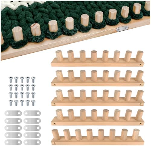 Violetfox 80" Chunky Blanket Loom Kit, Adjustable Knit Loom Yarn Loom for Adults, Wooden Hand Knitting Loom for Throw Blankets, Beginner-Friendly Yarn Craft Weaving Tools for Home DIY (80 in) by Violetfoxforwoodworkingtool