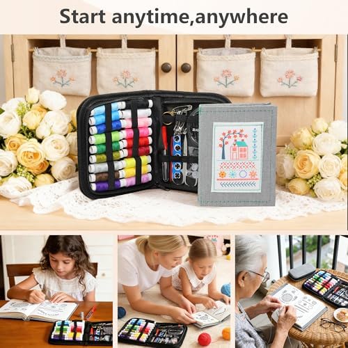 INDCOLOR 2026 Upgraded Embroidery Stitch Book Kit, 106 Patterns with Tools & Tutorials, 86 PCS Beginner Embroidery Kit, Portable All-in-One Hand Embroidery Book for Adults & DIY Craft Lovers - Image 6