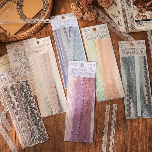 240 Pcs Transparent Lace Stickers for Scrapbooking Junk Journal Card Making Collage Diary Planner Notebook Letter Photo Album Craft Project Decoration, 30 Patterns - Image 3