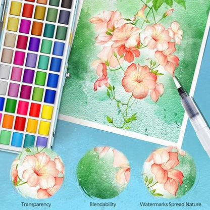 Caliart 100 Colors Watercolor Paint Set, Portable Art Supplies Palette Kit - Image 6