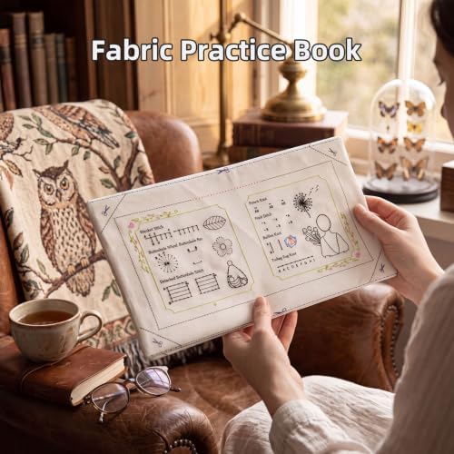 Basic Embroidery Starter Kit - 12 Essential Stitches, Beginner Fabric Practice Manual, Adult Starter Set, Includes Thread, Needle, Loop and Tools, Adult DIY Handmade Gifts, Simple Starter Sewing Kit - Image 6